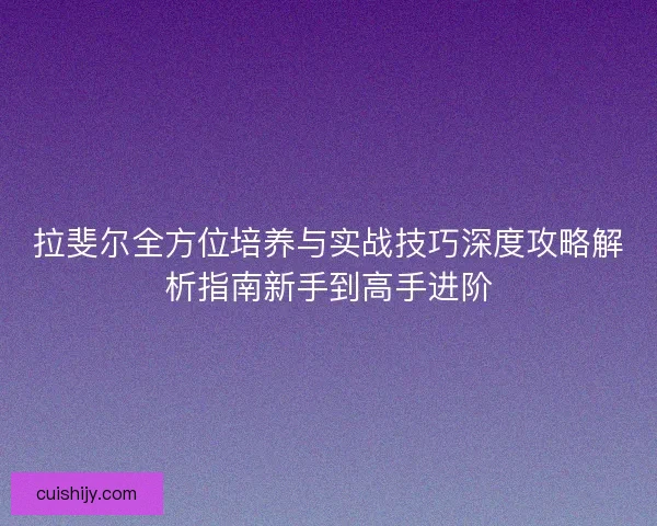 拉斐尔全方位培养与实战技巧深度攻略解析指南新手到高手进阶