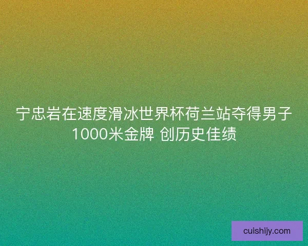 宁忠岩在速度滑冰世界杯荷兰站夺得男子1000米金牌 创历史佳绩